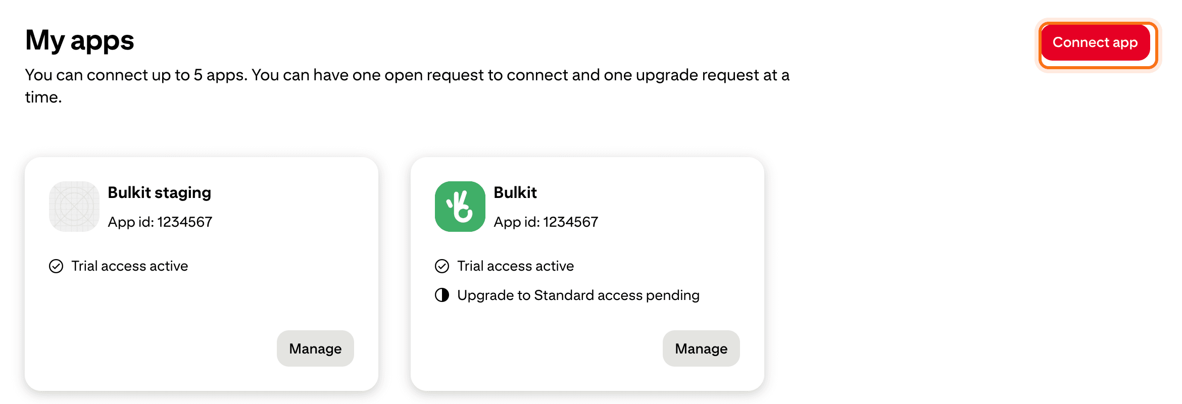 The Connect app button on the My apps page