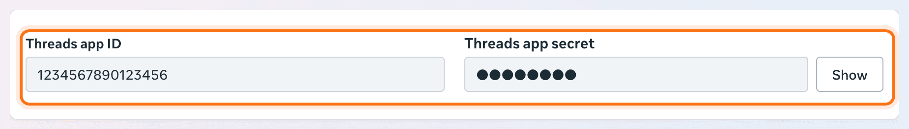 The Threads app ID and Threads app secret